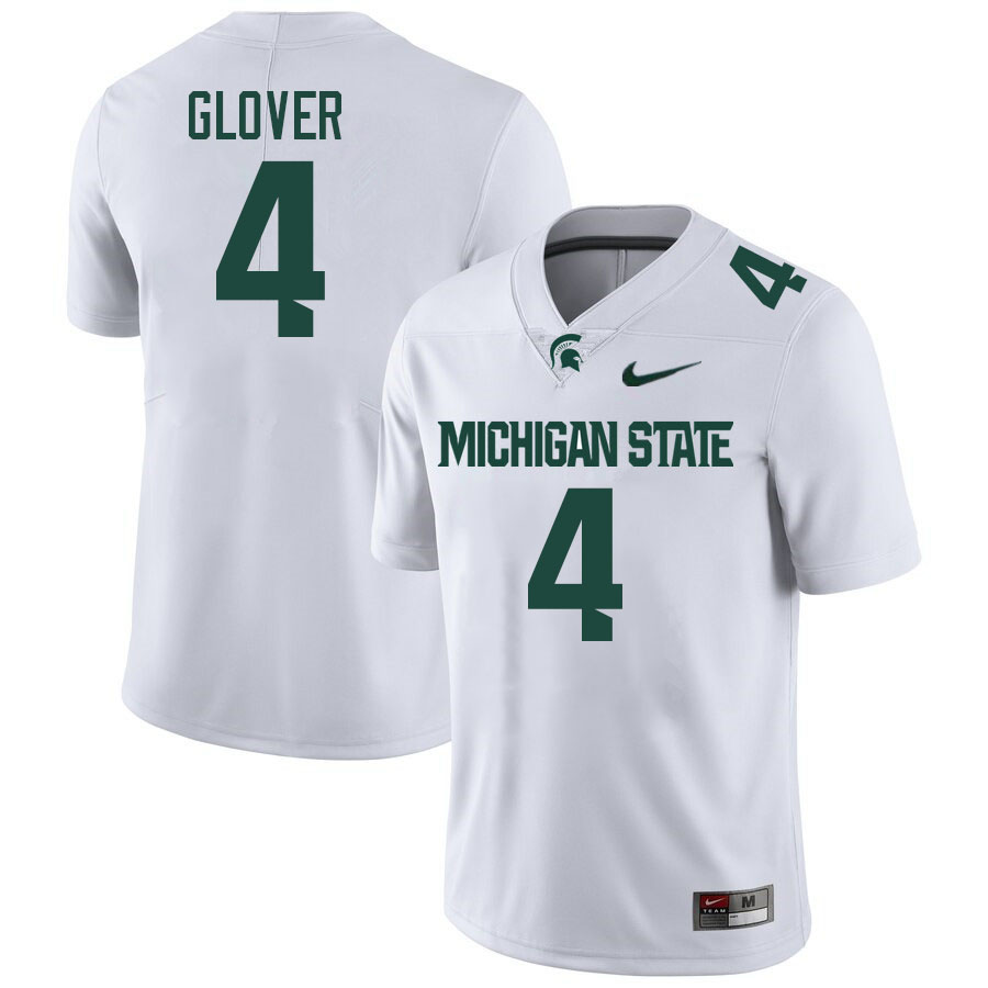 Men #4 Jaron Glover Michigan State Spartans College Football Jersesys Stitched-White